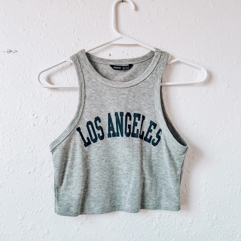 shein los angeles grey cropped tank